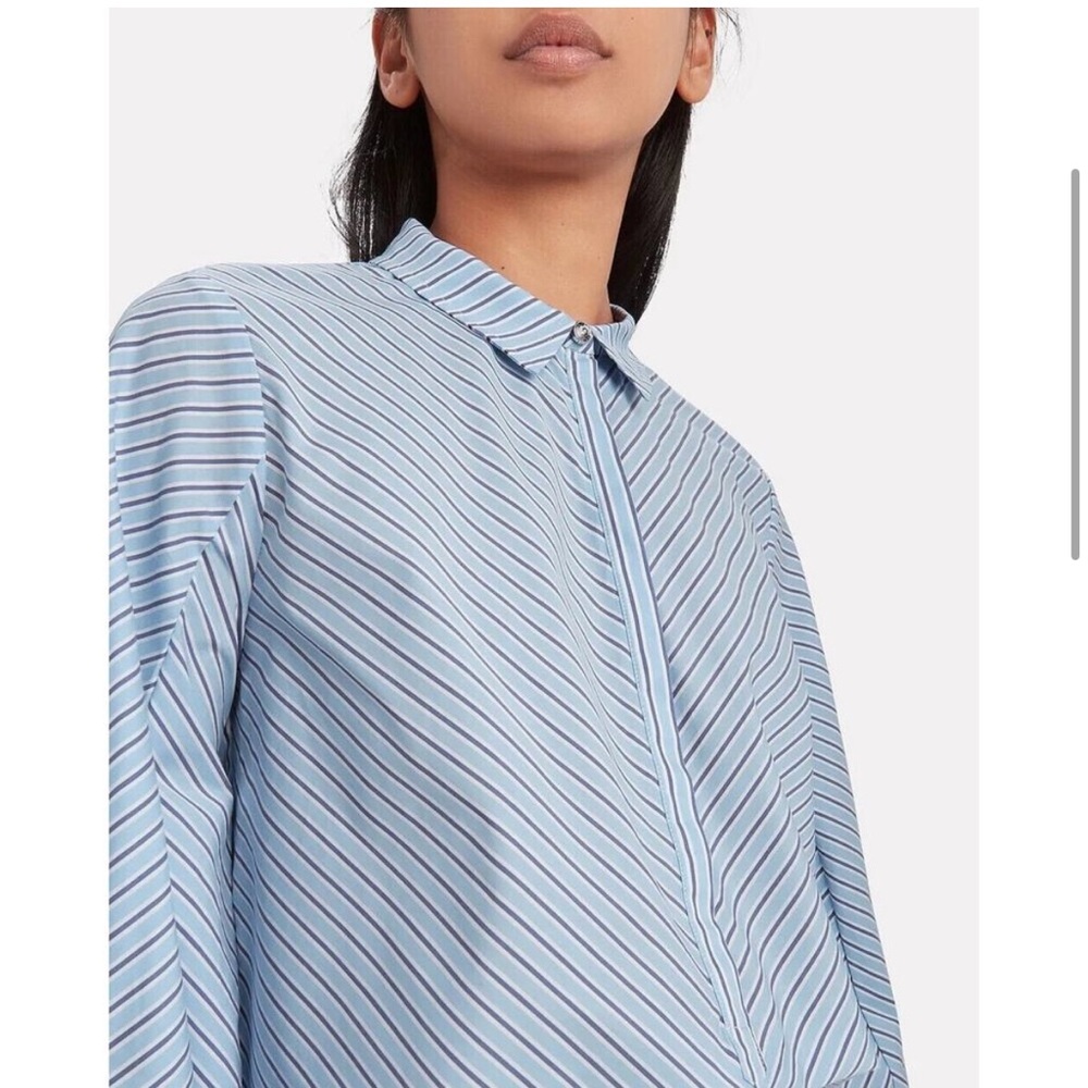 Munthe Jetset Striped Puff Sleeve Blouse Cotton Blend Popover size 6 classic - Picture 3 of 10